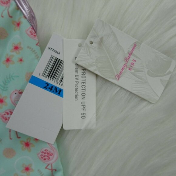 NWT Tommy Bahama Kids Swimsuit One-Piece Flamingo Baby Girls 24 Mos - Picture 8 of 10